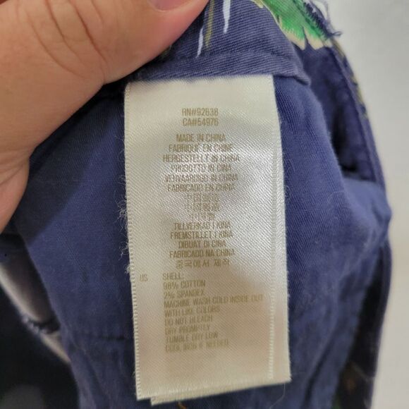 Fossil Navy Blue Tropical Hawaiian Surfer Vacation Flat Front Chino Shorts Sz 10 - Picture 7 of 8